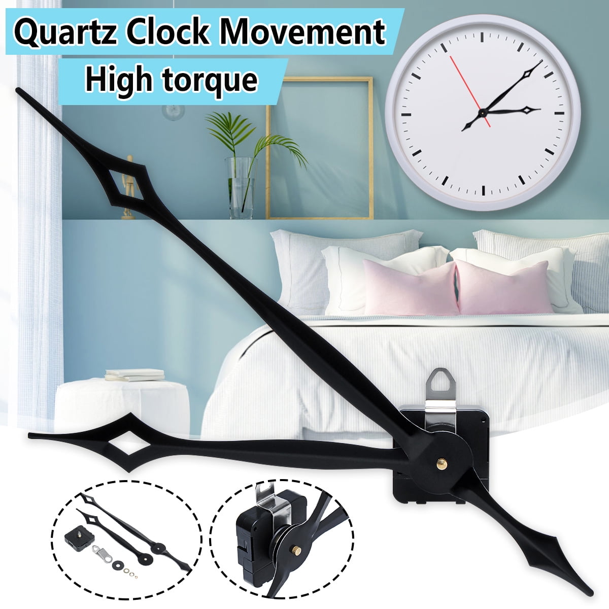 High Torque Quartz Clock Movement Mechanism Motor Kit With 316MM+239MM