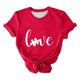 thumbnail image 1 of Pantalones Cortos para las Mujeres Sexy Impreso Suéter Superior, Día de San Valentín Casual Cuello Redondo Blusa Tee, 1 of 5