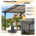 thumbnail image 4 of AECOJOY 10'x8' Gazebo, Outdoor Wall Mounted Hardtop Gazebo & Pergola with Aluminum Frame for Patio, Porch and Backyard in Black, 4 of 9