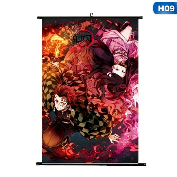 SHIYAO Demon Slayer Kimetsu no Yaiba Anime Fabric Wall Scroll Poster