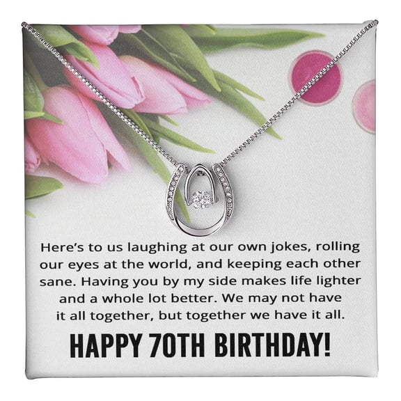 Best Friend 70th Birthday Gifts for Women Funny - 70th Birthday Necklace for Her Title: Two Tone Box