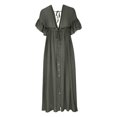 thumbnail image 6 of yillto Womens Dress Short Sleeve V Neck Summer Maxi Dresses Beach Lightweight Cover up Dress, 6 of 7