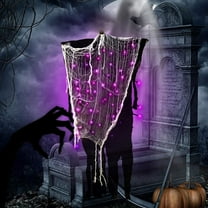 LED Light Up Hanging Ghost Decoration for Outdoor Indoor, Halloween Skeleton Prop with Multi-Color Glow for Patio Garden Party Decor(Purple)