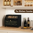 thumbnail image 2 of Double Layer Bread Box with Golden Trim for Kitchen Countertop, Wooden Bread Container for Kitchen Counter, Corner Bread Storage for Homemade Bread, 2 of 6