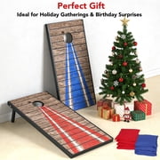 4x2 ft Wooden LED Cornhole Game Set, Portable Outdoor Cornhole Boards with 8 Bean Bags for Backyard Beach Camping Parties Family Games