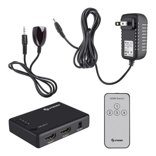 Selector Hdmi De 4 Entradas Con Control Remoto 200 385 Steren 200 385 Walmart en linea