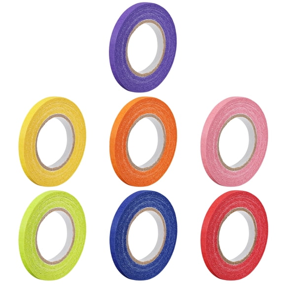 Uxcell 5mm 0.2 inch Wide 20m 21 Yards Masking Tape Painters Tape Rolls 7 Color 7Pcs