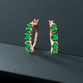 thumbnail image 5 of Gem Stone King 3.20 Ct Oval Green Simulated Emerald 18K Rose Gold Plated Silver Earrings, 5 of 5