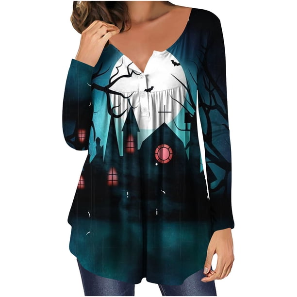 Ichuanyi Liquidación de mujeres Capasés impresos para mujeres Botones de manga redonda de cuello largo Tops de blusa ICHUANYI WER202308215688