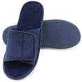 thumbnail image 1 of Men Washable Microfiber Suede Adjustable Memory Foam Home Open Toe Indoor Slippers, 1 of 7