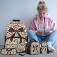 thumbnail image 2 of Yspwyqan Brown Bow School Backpack Set for Girls, Woodland Camo Backpack with Lunch Box Pencil Case Water Bottle Bag, 17" Trendy Bag Fits 13 Inch Laptop for Middle High School, 2 of 7