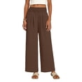 thumbnail image 5 of Lenpel Casual Pants for Women Elastic High Waisted Pull on Pleated Wide Leg Pants Baggy Casual Trousers with Pockets, 5 of 7