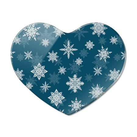 

Snowflakes on Blue Tile Pattern Heart Acrylic Fridge Refrigerator Magnet