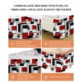 thumbnail image 5 of Abstract Space Design Sense Bed Skirt Queen Size 18" Drop Red Black Stitching Suqare Ruffled Wrap Around Bed Skirts Adjustable Elastic Bedskirt Dust Ruffle for Queen Size Bed, 5 of 7
