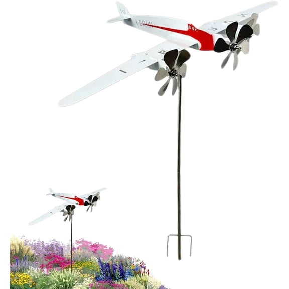 Metal Airplane Weather Vane Garden Decor for Yard