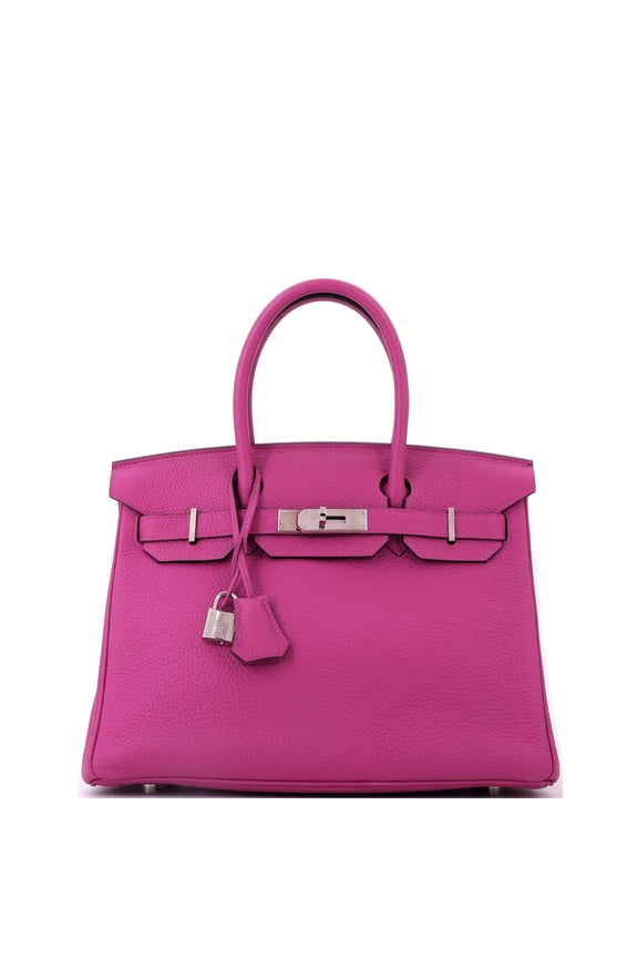 Pre-Owned Birkin Handbag Rose Pourpre Togo with Palladium Hardware 30 By Rebag