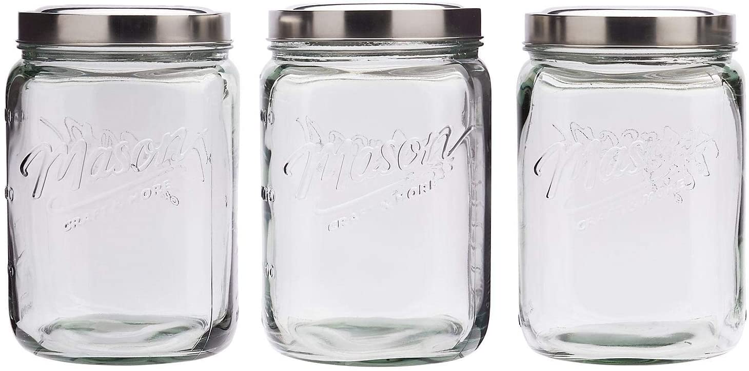 Mason Craft and More TPTV0572EC Food Storage Glass Canisters, Set of