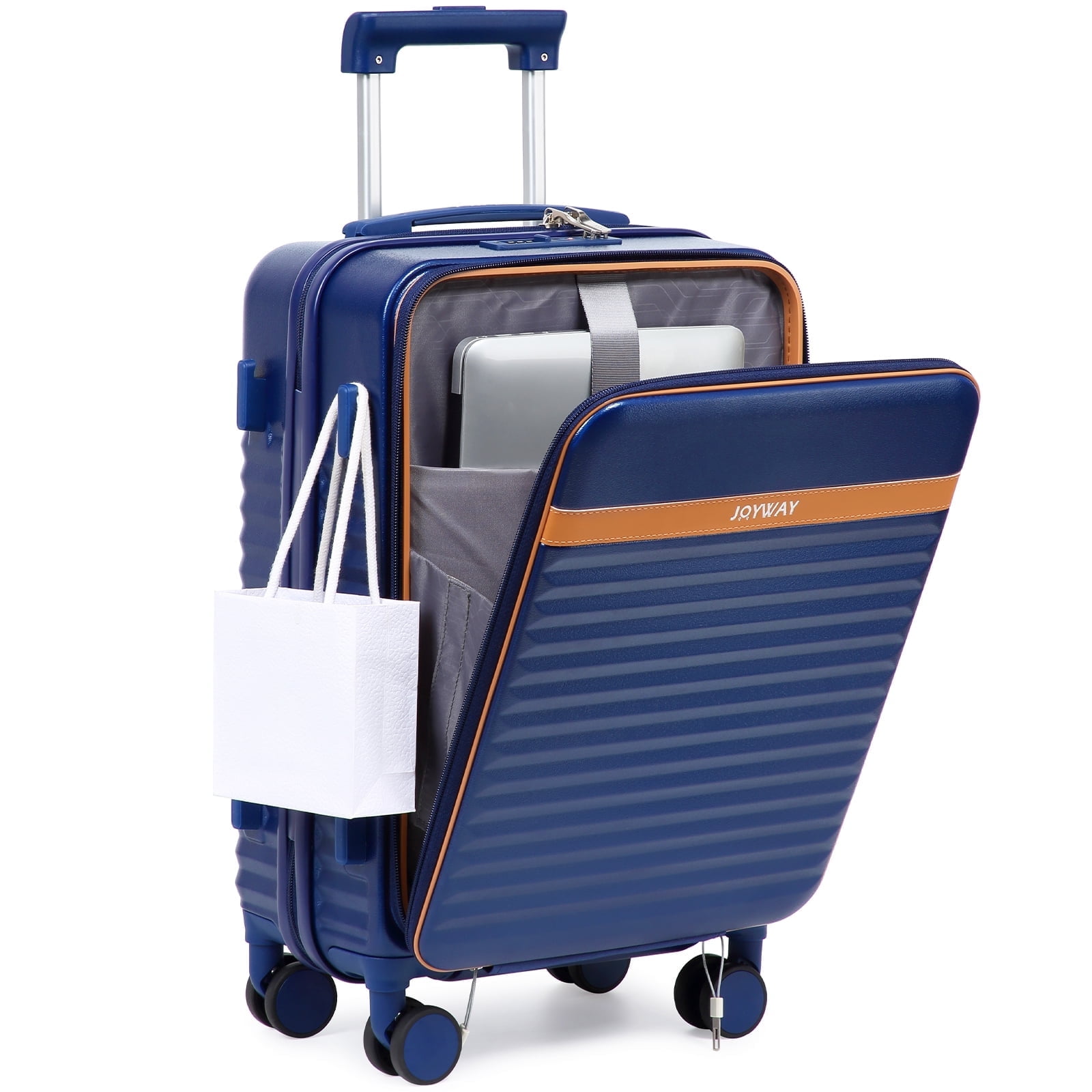 Joyway Front-Opening Hardside Carry-On Luggage, Blue photo 1