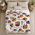 thumbnail image 5 of Halloween Treat Party Motifs Print, Cozy Flannel Blanket for Halloween Party Enthusiasts, Playful Halloween Party Illustrations Home Decor for Living Room and Dining Room, Halloween Gift, 5 of 9