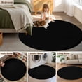 thumbnail image 6 of Black Large Area Rugs for Bedroom Living Room, Soft Non Slip Carpet Bedside Rug, Pure Black Round Floor Cover Kitchen Accent Rug 3.3' for Dining Room/Office, 6 of 9