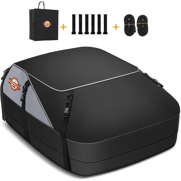 Adnoom 20 Cu Ft Rooftop Cargo Carrier Roof Bag Waterproof Car Soft Roof Top Carrier Luggage Bag Storage Fits All Cars with/Without Rack, 51" x 39" x 18"