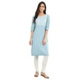 thumbnail image 3 of Blue Essential Round Neck Kurta-Small, 3 of 6