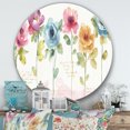 thumbnail image 3 of Designart 'Handpainted Rainbow Coloured Cottage Roses' Farmhouse Metal Circle Wall Art, 3 of 3