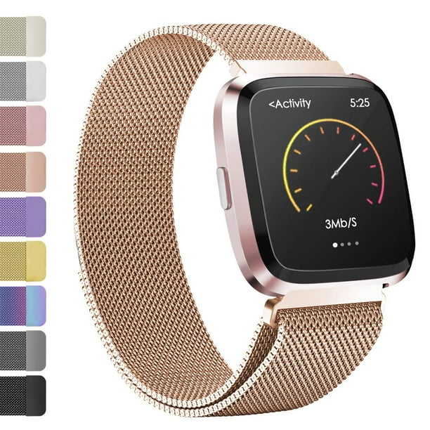 fitbit versa rose gold mesh band
