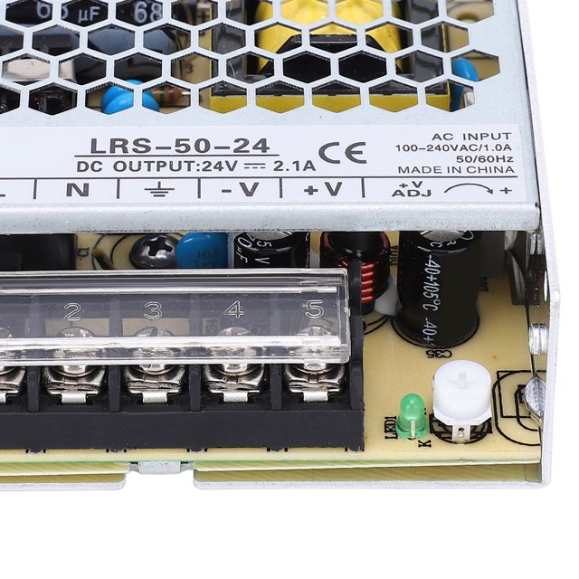 Adjustable Power Supply, LED Adjustable Voltage Overload Switch Aluminum And PCB Switch Power Converter for Outdoor for Home for Professional LRS-50-24