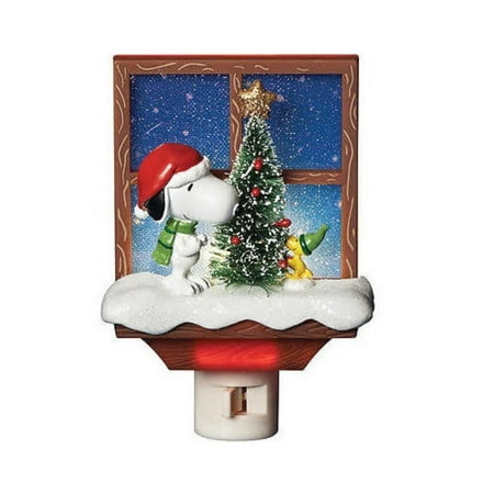 6” Peanuts Snoopy and Woodstock Christmas Tree Holiday Night Light