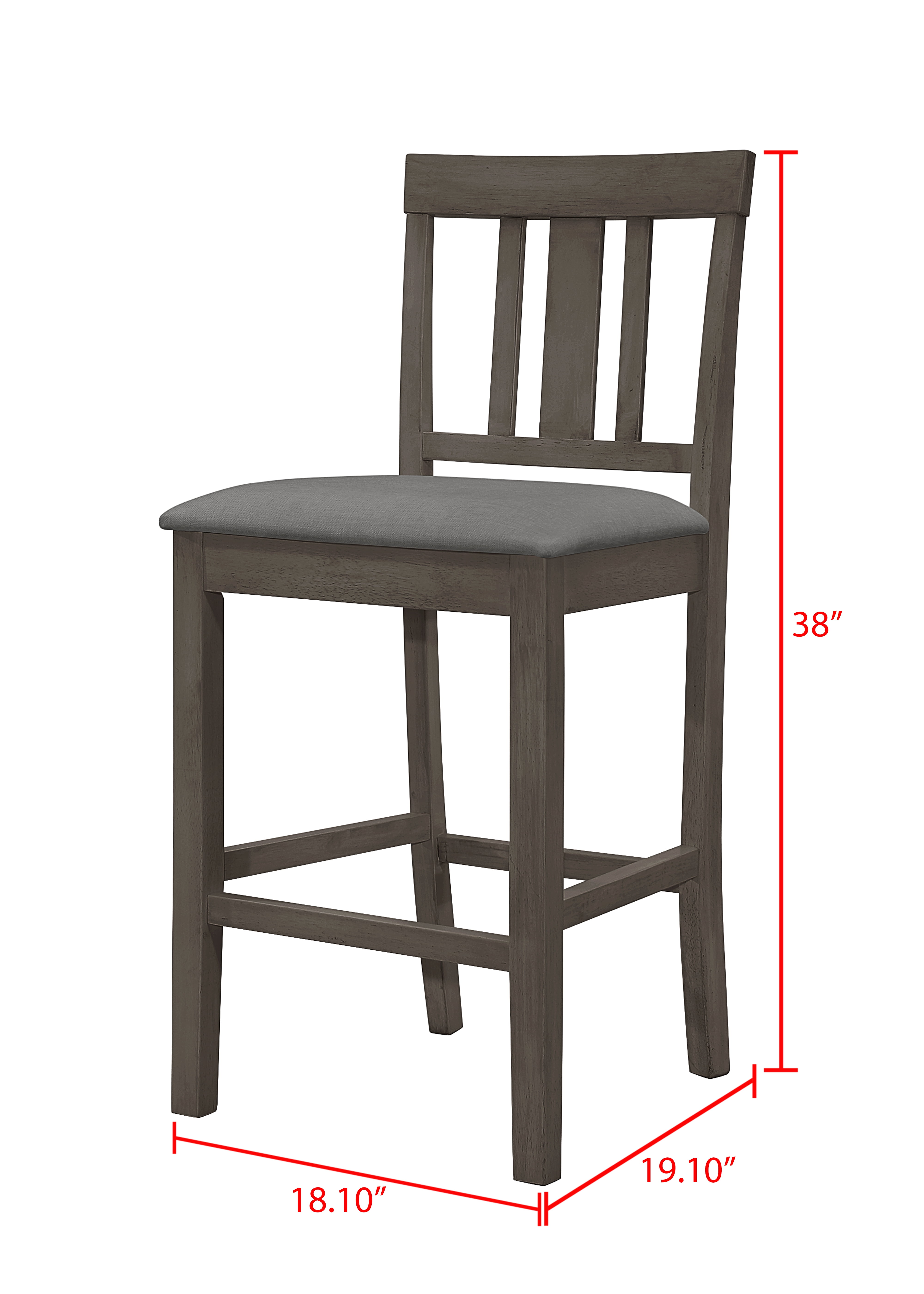 Home Design Kinsley Counter Chairs (Set of 4), Taupe/Gray, Slat-back design, Padded seat, Comfortable seating, Sturdy frame, Modern minimalist style, Durable construction