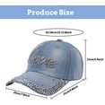 thumbnail image 5 of Rhinestone Denim Baseball Cap for Women Fashion Sun Hat Metal Buckle Adjustable Bling Diamond Traveling Hat, 5 of 5