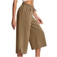 thumbnail image 1 of ameIAEA Womens Wide Leg Capri Pants Elastic Waist Drawstring Cropped Trousers with Pockets, 1 of 7