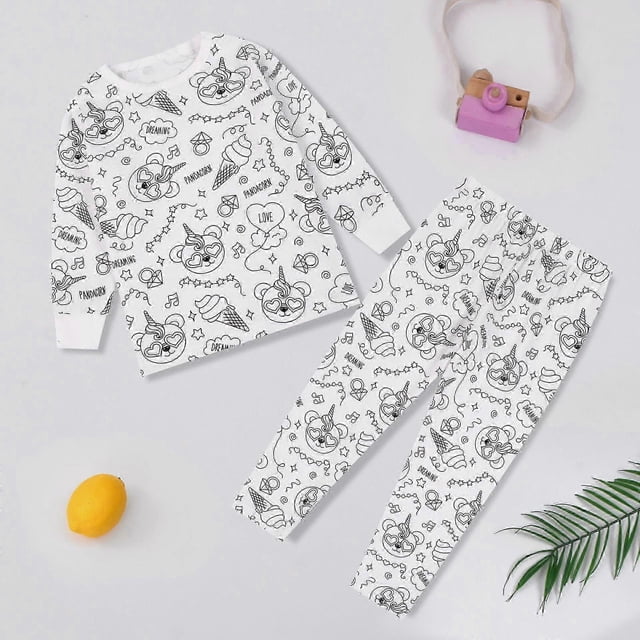 Creative Kids Diy Graffiti Pajamas Homewear Set, Colour Your Own Sleepwear Pyjamas For Boys Girls