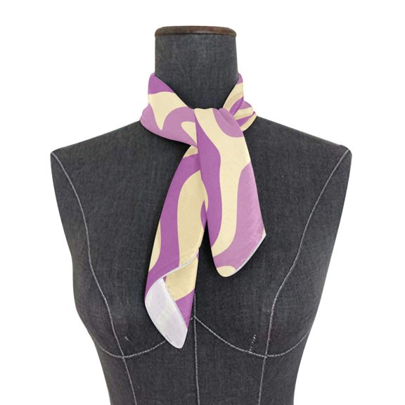 Square Scarf 24x24 Inch Light Purple Cream Flowing Silky Satin Sun Protection Neck Scarf for Women Multi-Purpose Head Wrap Bandana for Hair Bag Decoration