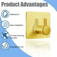 thumbnail image 6 of AIDUCHO Heavy Duty Adhesive Hooks, 4 Pcs Wall Adhesive Hooks, Stainless Steel Hooks for Home, Bathroom, Kitchen, Office, Living Room(Golden), 6 of 8