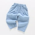 thumbnail image 2 of KAUOD Toddler Elastic Waist Jeans Straight Pull on Fall Denim Pants Baby Boys Girls Vintage Cropped Denim Trousers Pockets, 2 of 8