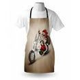 thumbnail image 3 of Christmas Apron Rock Grunge Santa with Heart Tattoo on Motorbike Delivery Bikie Peace Theme, Unisex Kitchen Bib Apron with Adjustable Neck for Cooking Baking Gardening, Red and Cream, by Ambesonne, 3 of 3