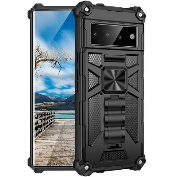 Google Pixel 6 Pro Armor Case with Kickstand Magnetic Mount - Black