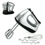 Lychee Electric Whisk, Anti-Splash Hand Whisk, 5 Speeds with Turbo Button, With storage base, 6 Stainless Steel Attachments, Electric Whisk for Kitchen Baking, 300W