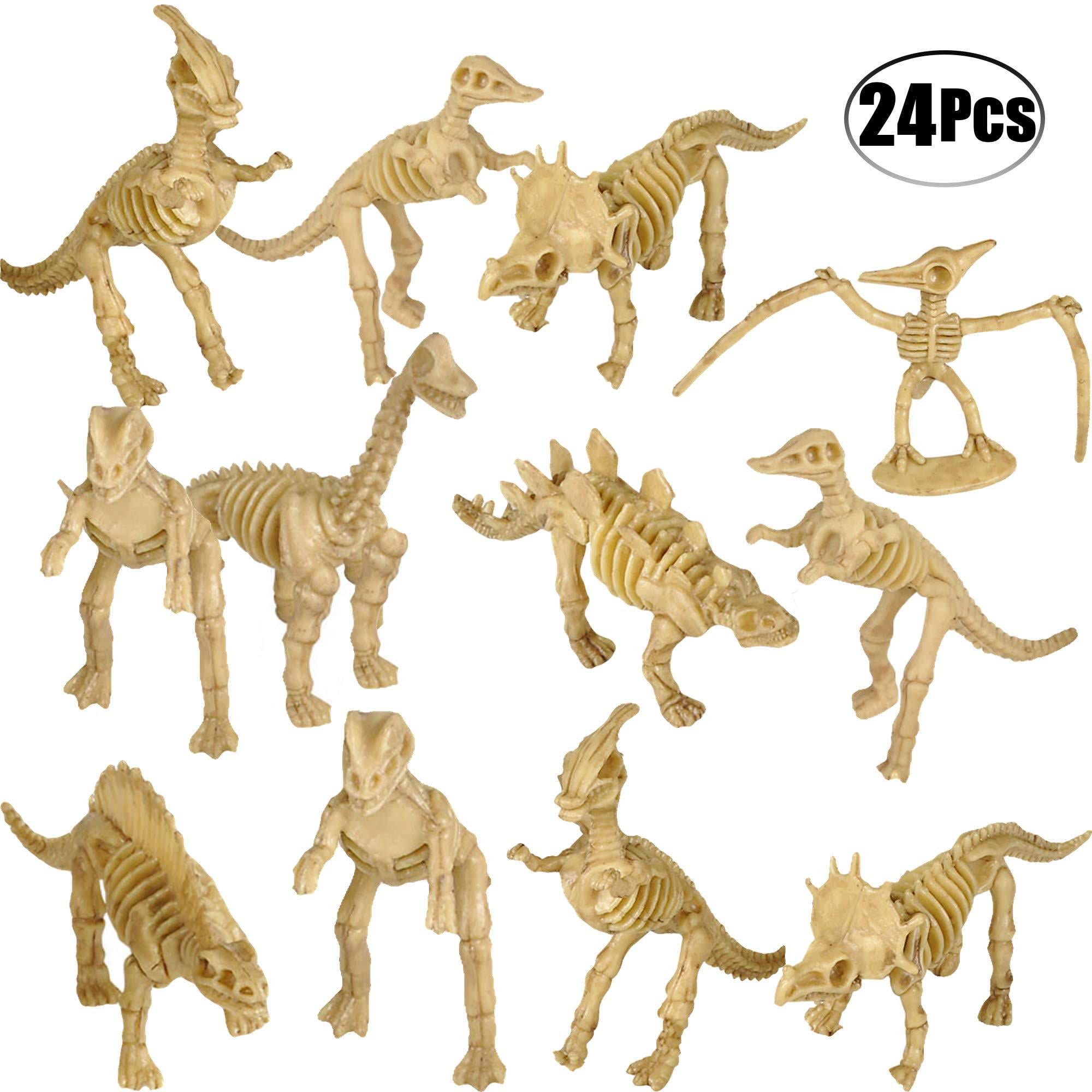 3.7 Inch Assorted Figures Dino Bones Dino Sand Dig Party Favor & Decorations. Educational Gift for Science Play 24pcs Dinosaur Fossil Skeletons 