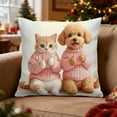 thumbnail image 2 of Beautynvta Christmas Pillow Cover, 18x18 Inch, Cat Dog Pattern Decorative Throw Pillow Case, Soft Fabric Holiday Cushion Cover for Sofa Coush Bed Home Decor, 2 of 6
