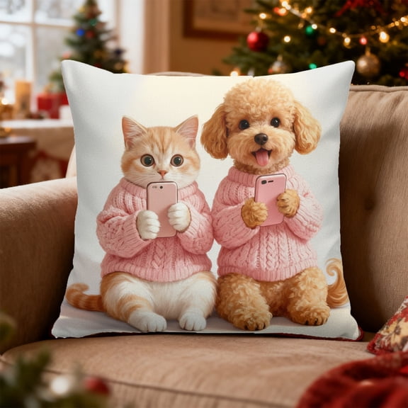 Litrail Short Plush Decorative Cushion Cover 18x18 Inch, Digital Printed Multicolor Throw Pillow Case, Soft Comfortable Home Accent for Sofa Bedroom Living Room Decoration