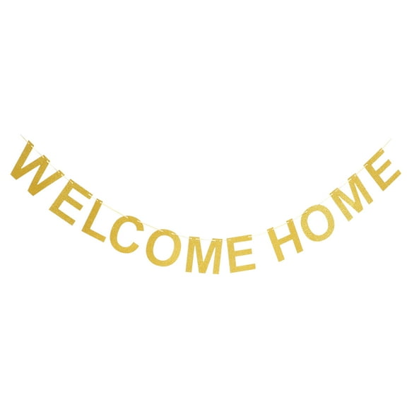 SEWCHICS Welcome Home Decoration Banner Golden Paper 1Pcs Hanging Decoration Homecoming Party Hosts