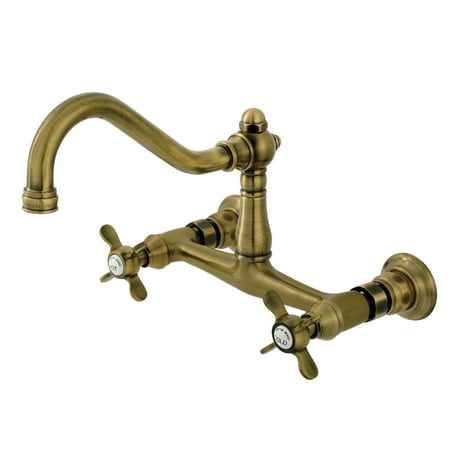 Kingston Brass KS3243BEX Essex Double-Handle Wall Mount Bathroom Faucet, Antique Brass