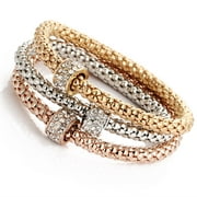 Designice 3Pcs 18K Gold Plated Rhinestone Bracelets Set For Women Girls Bangle Jewelry Gifts