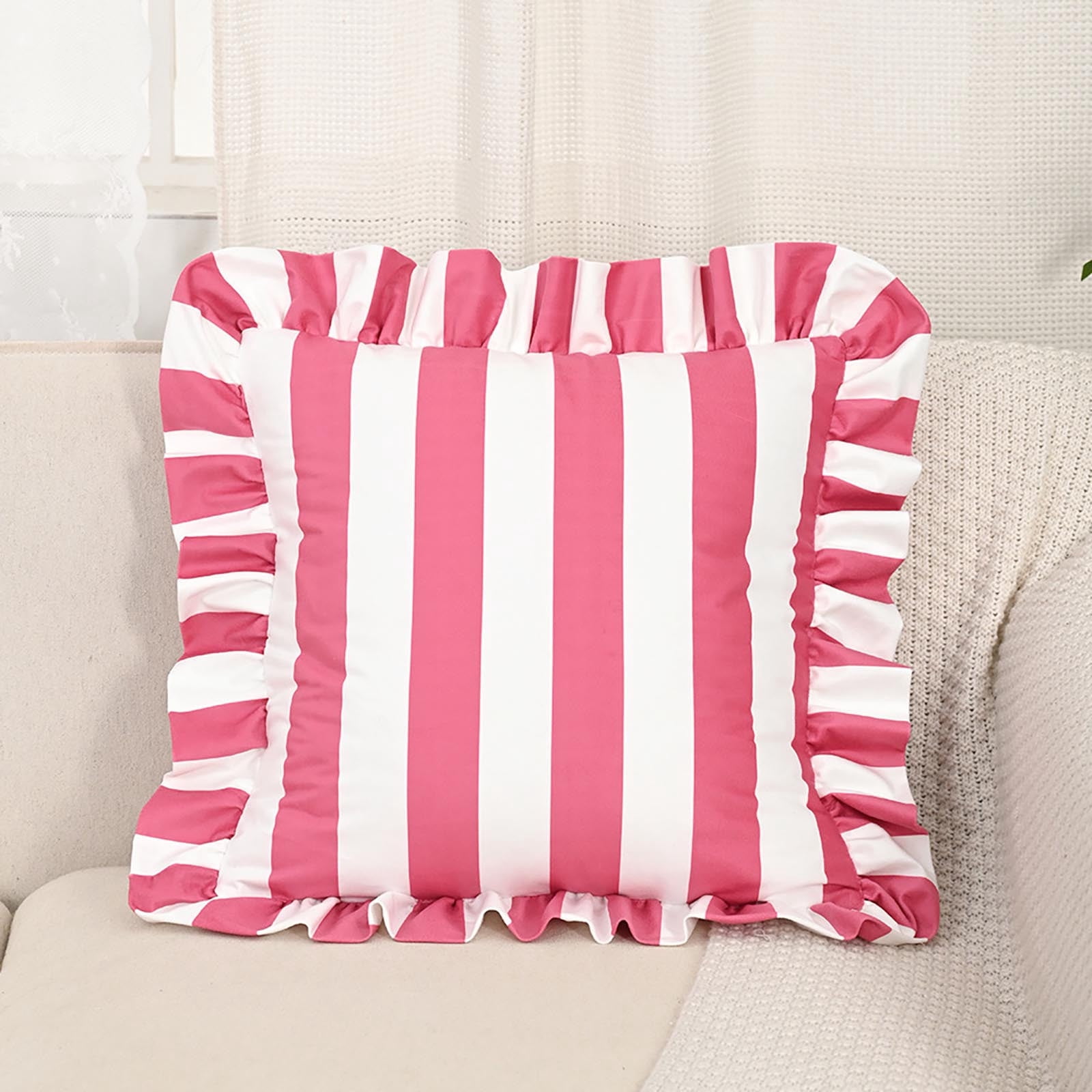 Outdoor Throw Pillows, Velvet Decorative Pillows, Ruffled Decorative Pillows (with filling), Perfect for Sofas, Bedrooms, and Living Rooms—Soft Home Textile Accessories