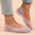 thumbnail image 6 of Women's Jelly Mesh Flats Breathable Clear Hollow Shoes Summer Beach Jellies Ballet Sandals White 7, 6 of 7