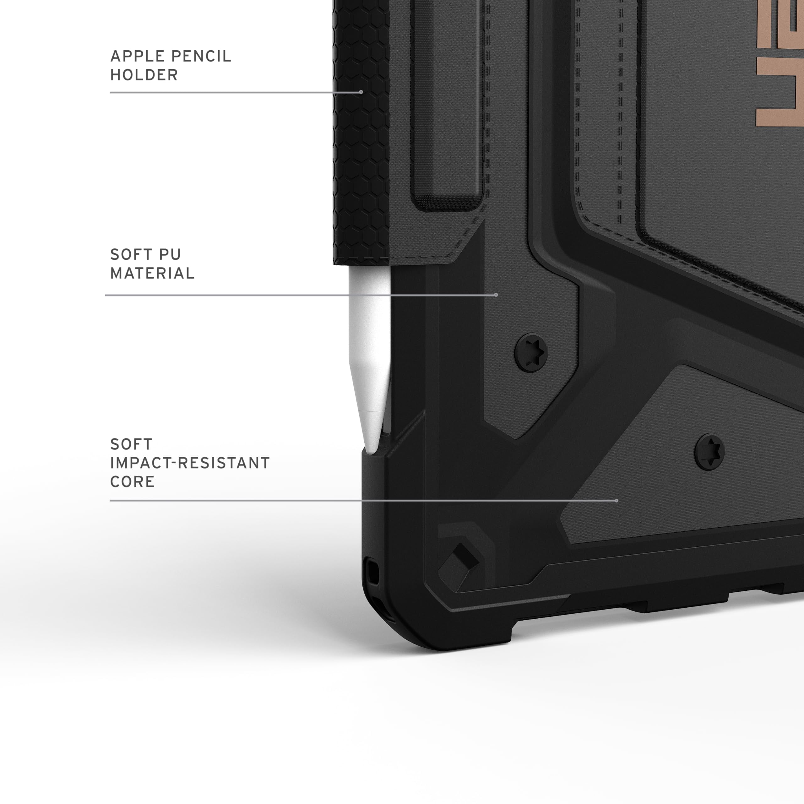 UAG iPad Air 11" Case M4/M3/M2 2024-2026 - Rugged Auto Sleep/Wake Folio Cover Pencil Holder & Multi-Angle Adjustable Stand, Metropolis SE Black/Bronze