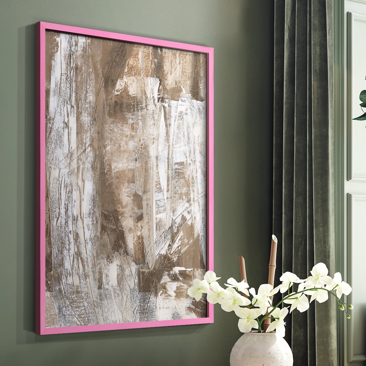 Bronzed I Framed Print in Pink Solid Wood Framed Print No Nail Hanging